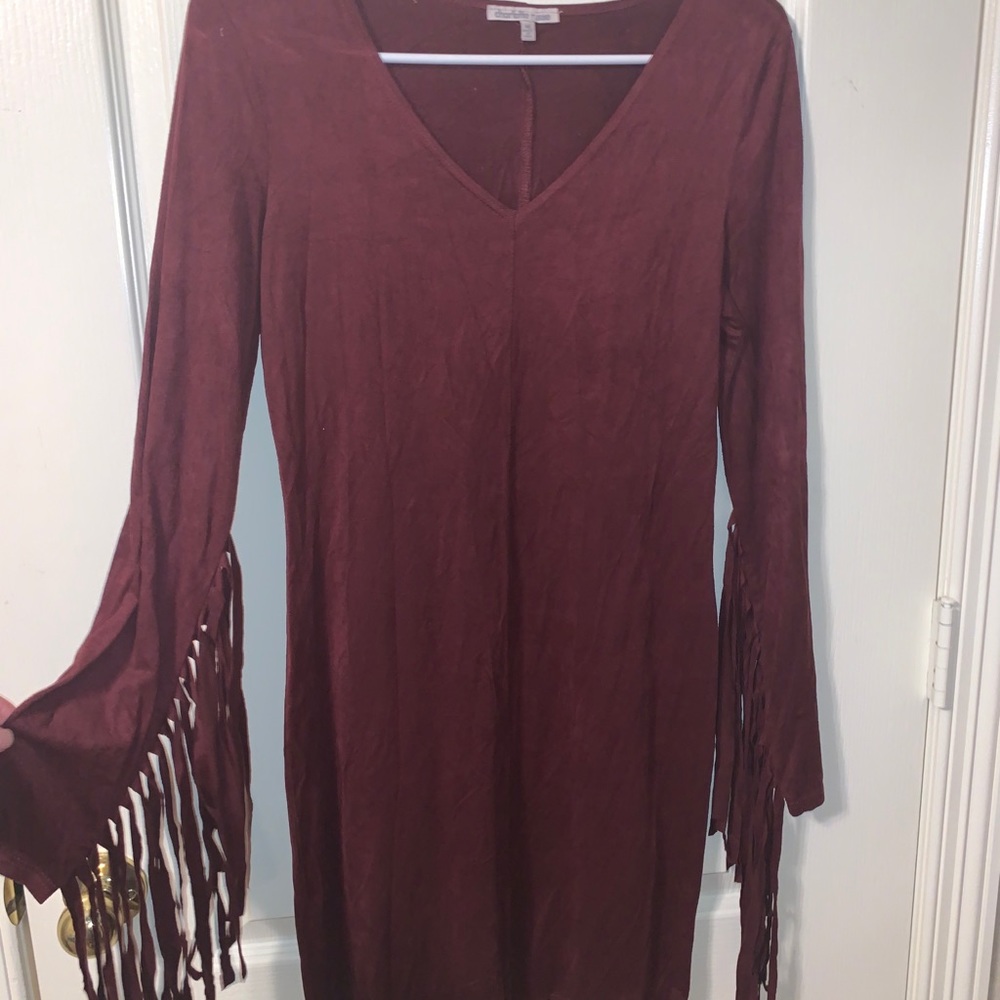 Burgundy Fringe Dress